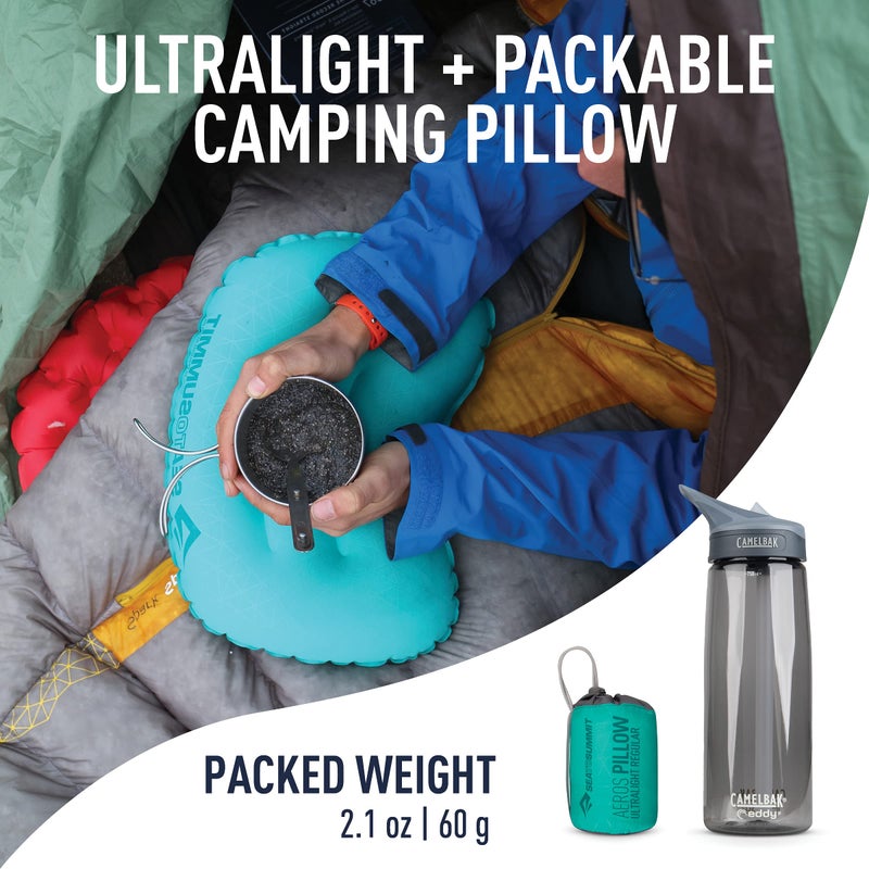 Sea to Summit Aeros Ultralight Inflatable Camping and Travel Pillow, Regular (14.2 x 10.2), Sea Foam - Image 2